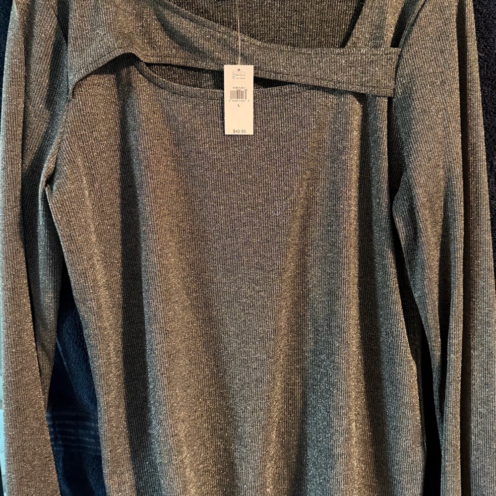 GAP Shimmering Silver Long Sleeve Top